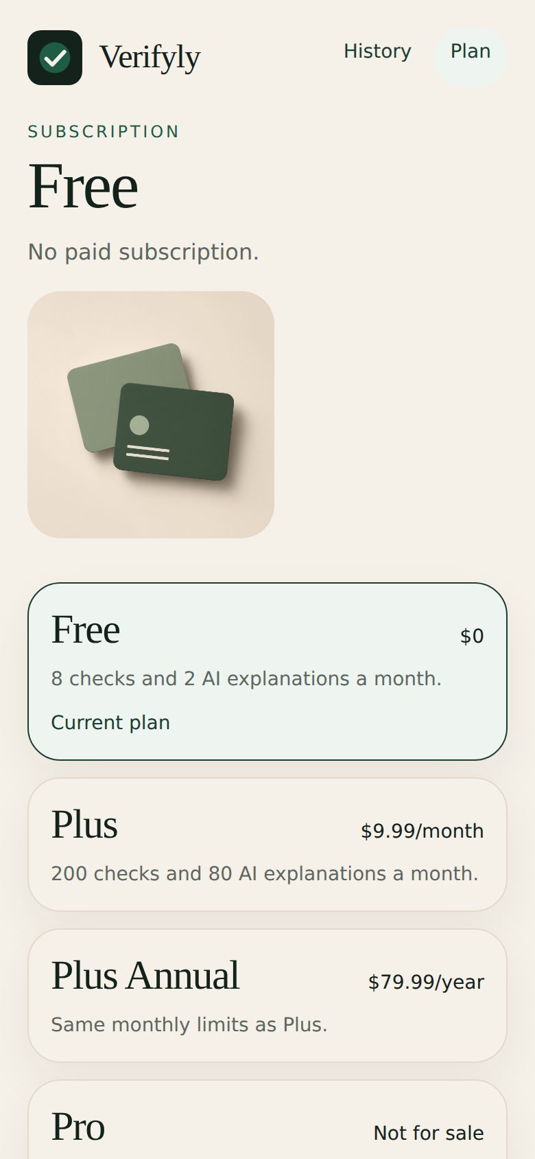 Plans and monthly usage