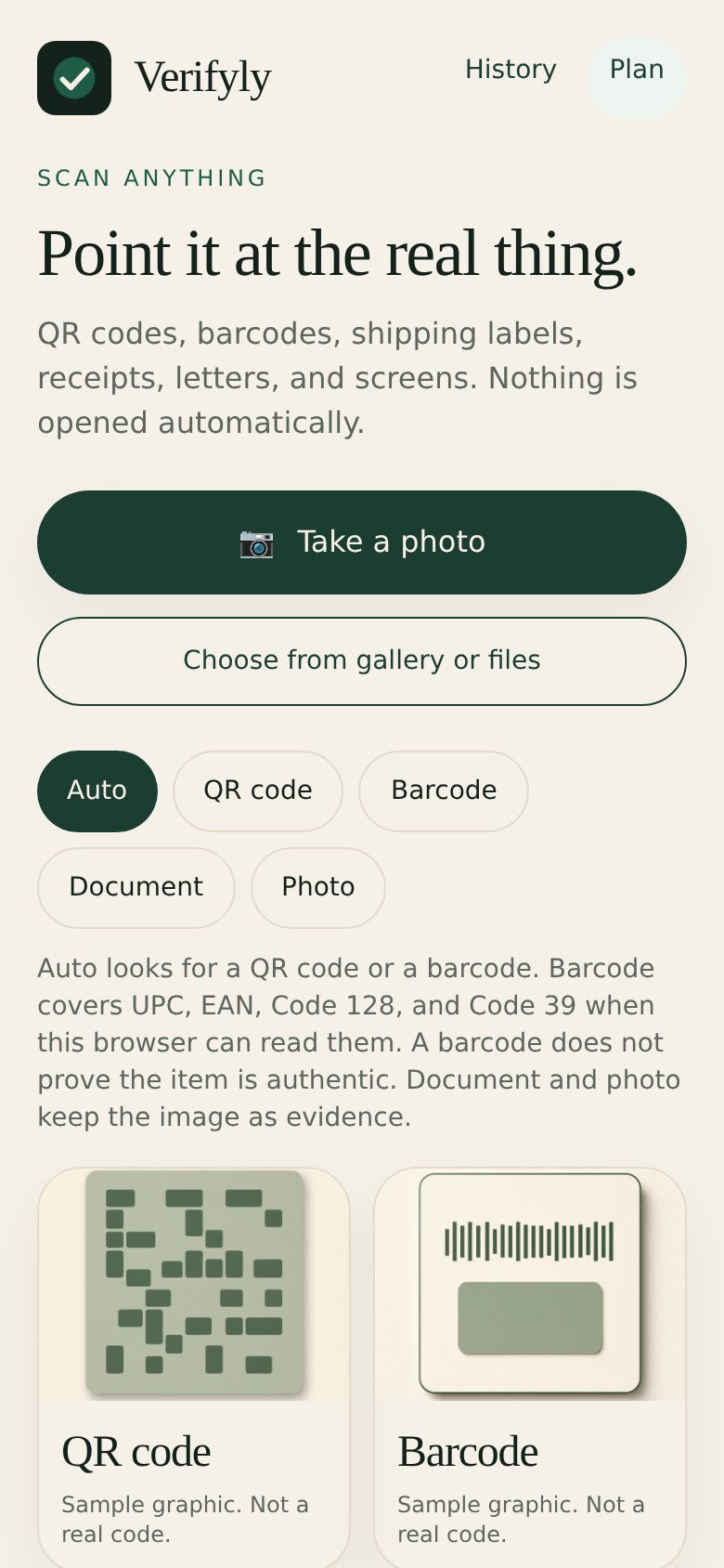 Scan: take a photo or use the live camera